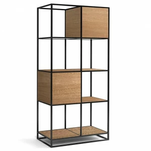 Стеллаж для книг темный дуб Kvadra 2 INTELLIGENT DESIGN СТЕЛЛАЖИ KVADRA 260779 Коричневый;черный