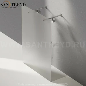 Душевое ограждение FLAT D подрезаемое, стеклянная матовая перегородка с 2-мя держателями со встроенным соплом для установки верхнего душа. Размеры: глубина от 70 до 100 см, длина от 100 до 140 см