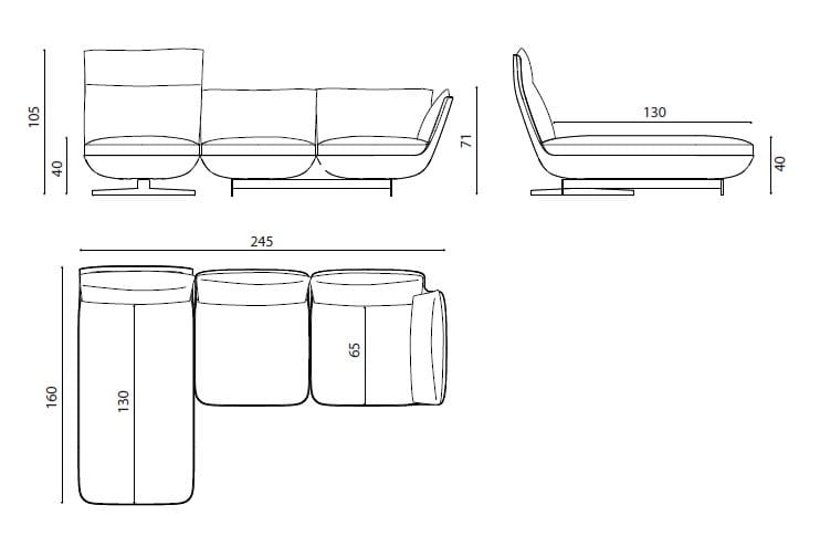 Секционный тканевый диван с полуостровом Twils Biggie ARCH-00018630 - Вид №2