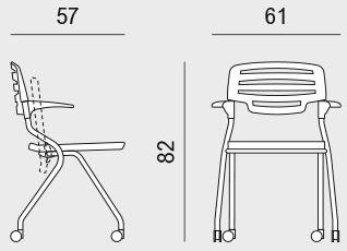 Viganò Пластиковый стул с подлокотниками на колесиках Madam collettività sun-id-1464714 - Вид №5