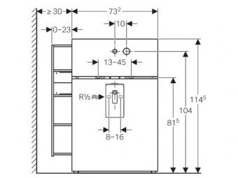 Сантехнический модуль Geberit Monolith 131.043.SI.1 для подвесного умывальника,стекло белое Santreyd  - Вид №3