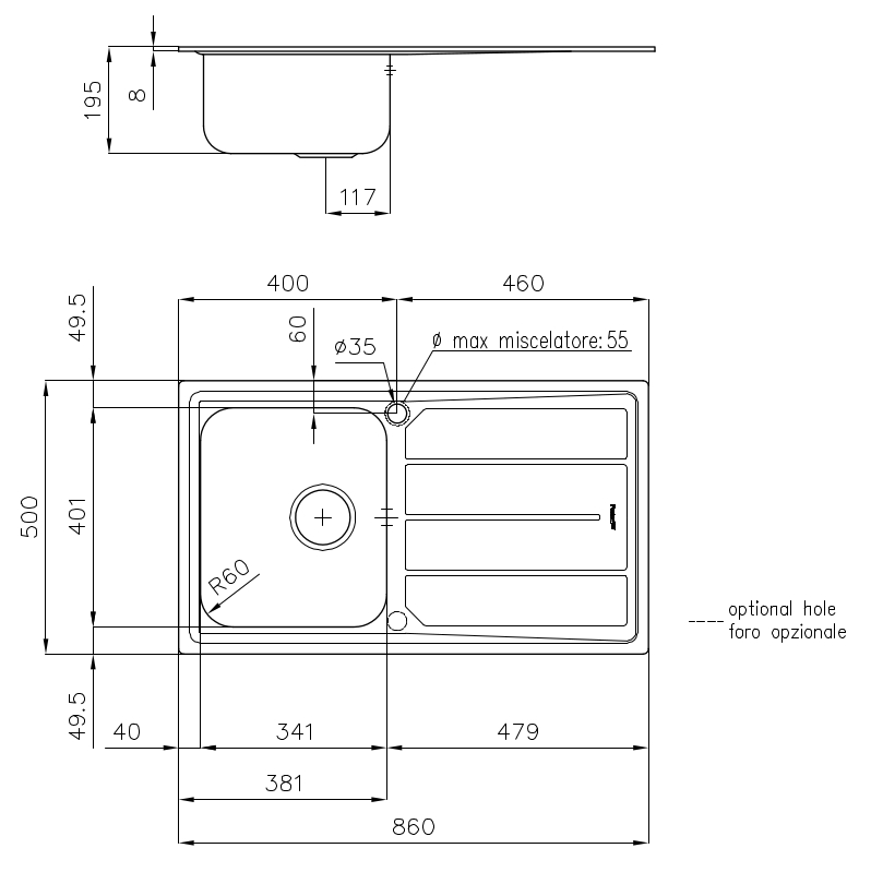 518606x Мойка Elettra 5186 06x Fosterspa  - Вид №1