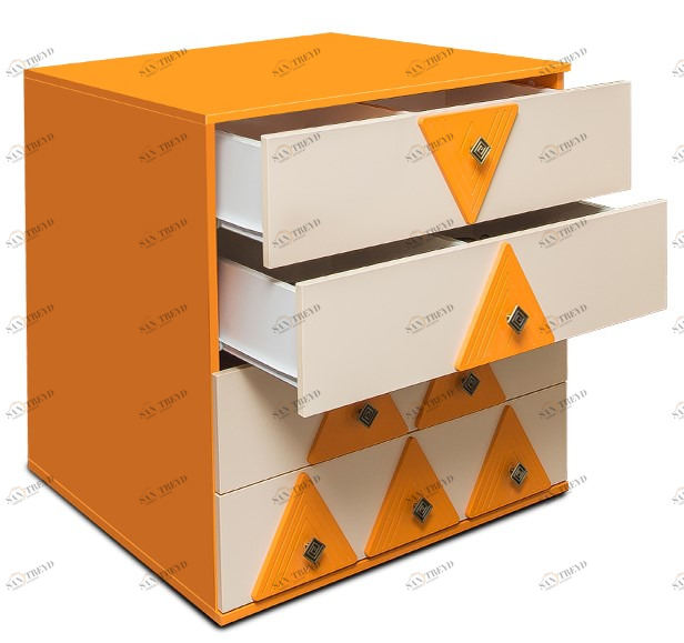 Комод детский с 4 ящиками и декором "Апачи" МАНДАРИН АПАЧИ 178631 Оранжевый Santreyd 