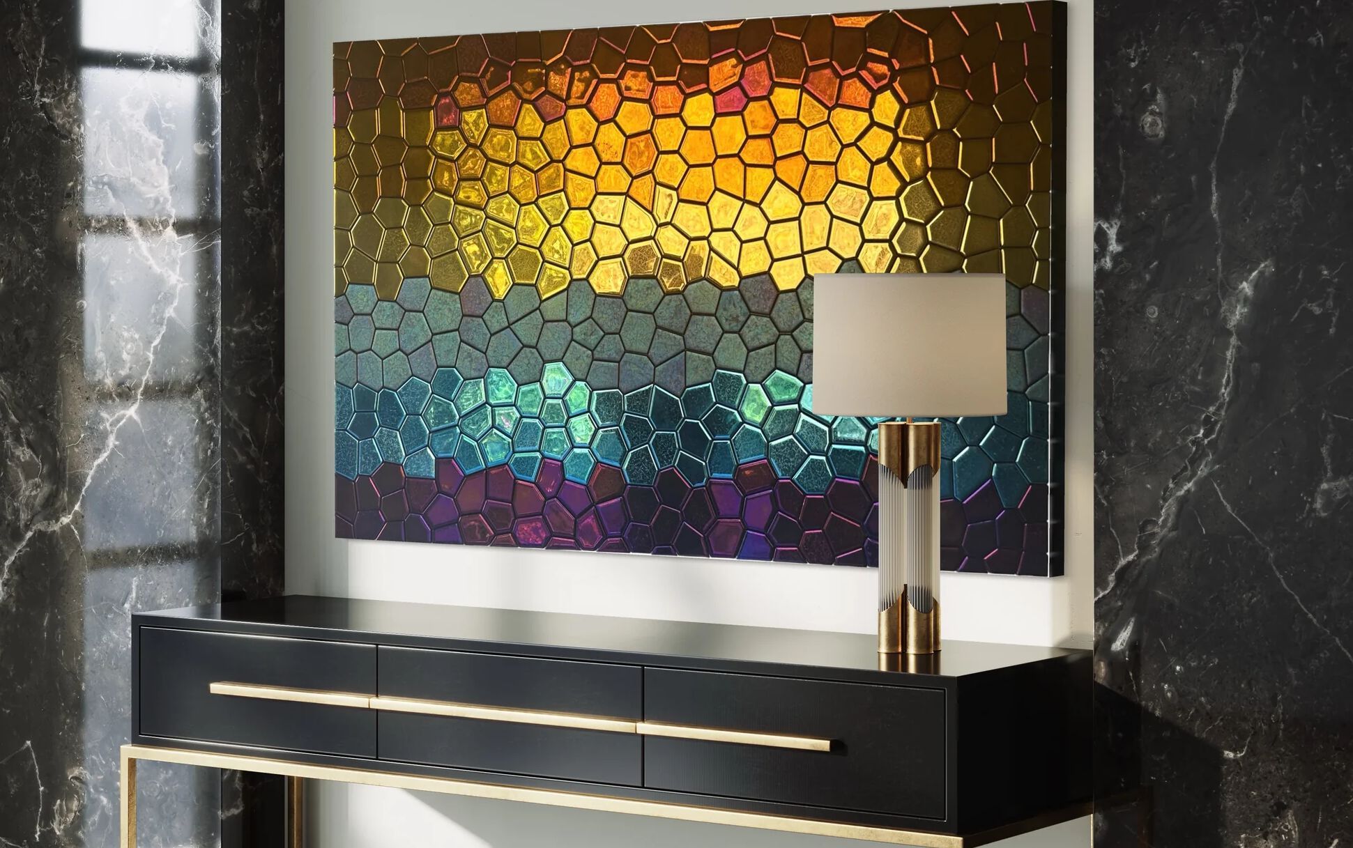 Декоративный предмет стеклянной стены PlusObject COLOR FUSION POLYGONAL MOSAIC ARCH-00084399 - Вид №2