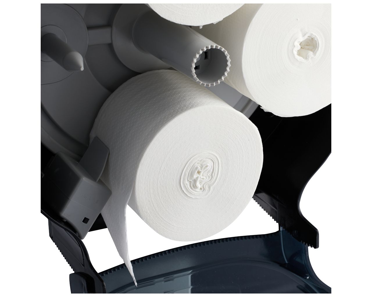 BEC302 Контейнер для четырех рулонов туалетной бумаги без сердцевины ONE, пластик АБС, черный Merida  - Вид №4