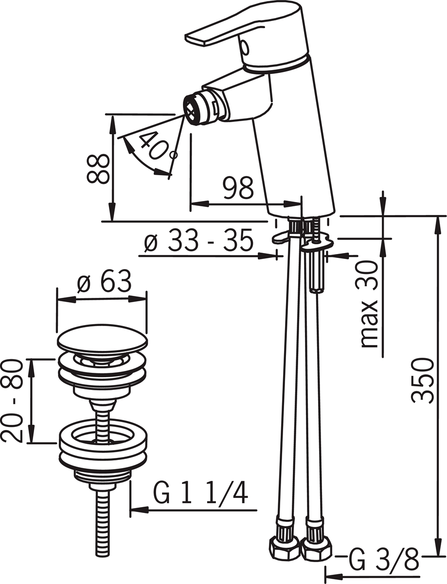 Oras 2818F Cмеситель для биде 2818F Cubista Хром  - Вид №3