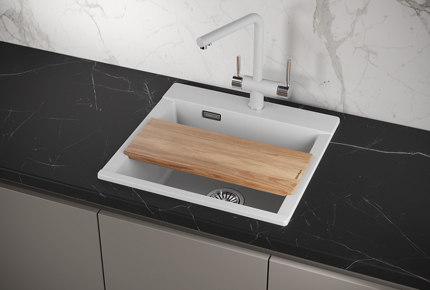 ES-5201, АРКТИК (БЕЛЫЙ), кухонная мойка, кварц, ESTETICA GRANULA 5201-ST226