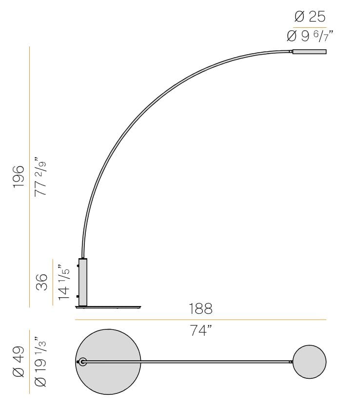 Алюминиевый светодиодный напольный торшер Panzeri Dip ARCH-00135501 - Вид №7