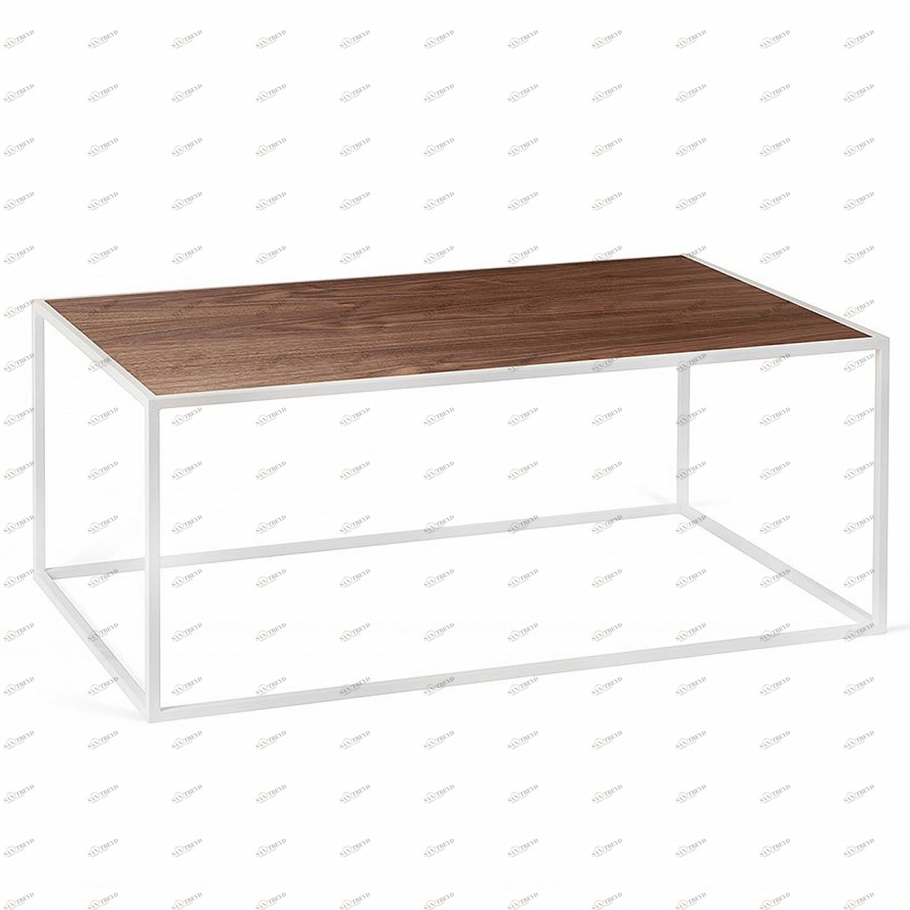 Журнальный столик прямоугольный американский орех с белым основанием 80 см Darmian into white INTELLIGENT DESIGN  260959 Белый;орех;коричневый 