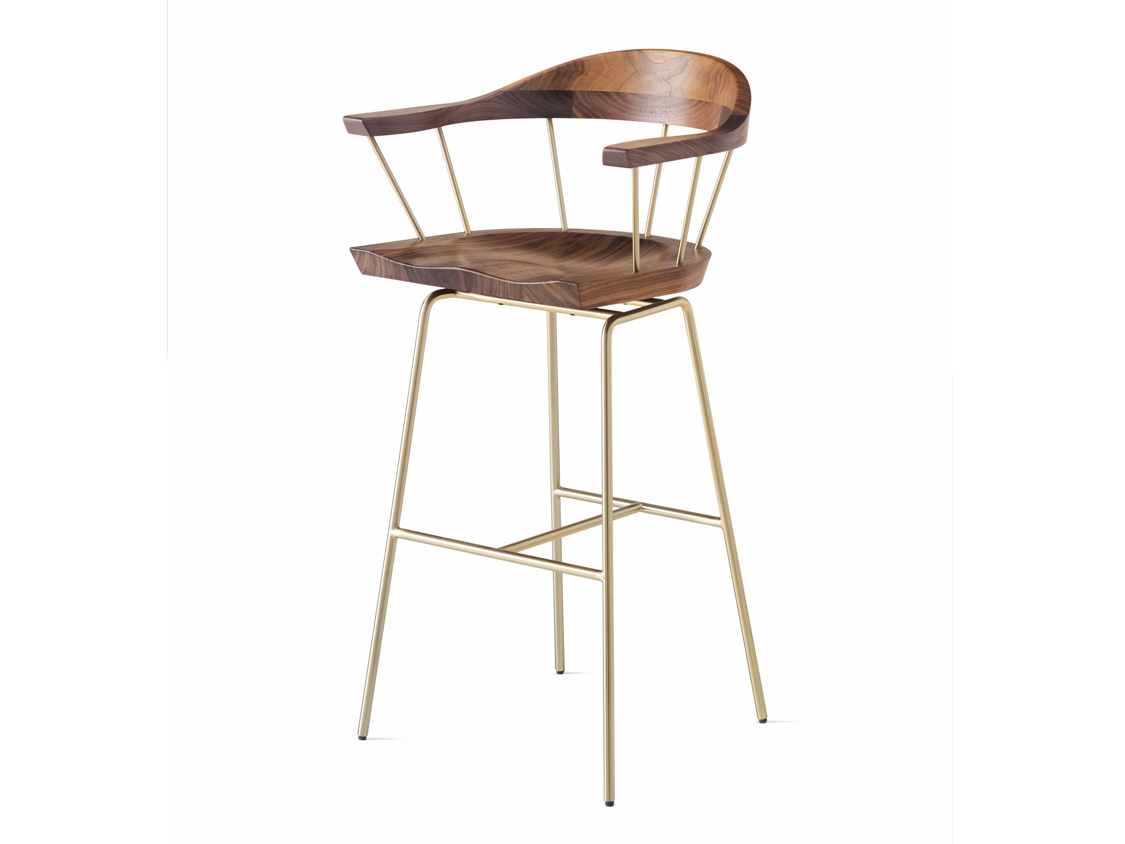 Высокий барный стул из стали и дерева с подлокотниками BassamFellows Spindle ARCH-00104076 - Вид №12