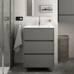 85107 SALGAR Мебель для умывальника ARENYS 600 MATT GREY + Раковина Мэтт Грей