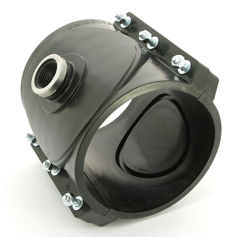 Врезка монтажная 160 x 3/4" ВР, 6 болтов, для труб ПНД UNIDELTA 1026160003 - Вид №1