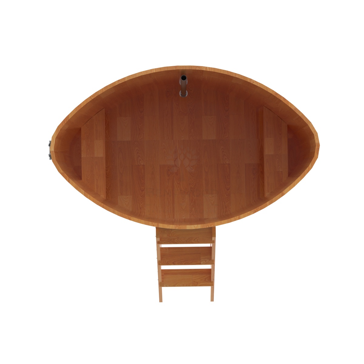 1552 Купель овальная из сращенных ламелей лиственницы 1,15х1,83х1,4 натуральная Alyarus  - Вид №4