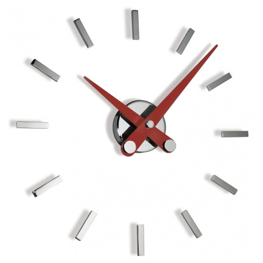 095528 Настенные часы 12 хром-красный Nomon Puntos Suspensivos 