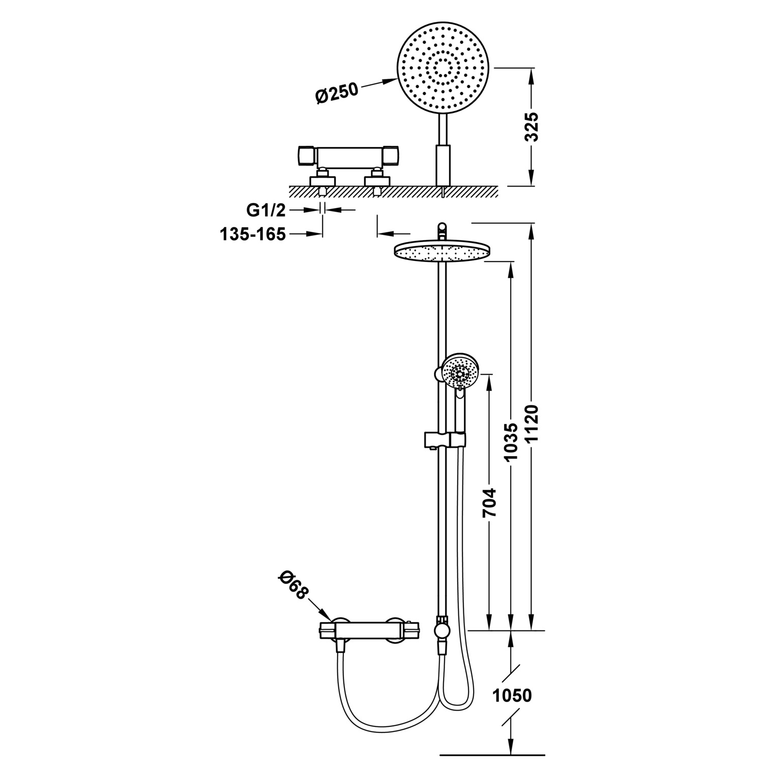Набор настенных термостатических смесителей для душа TRESMOSTATIC с односторонним расположением -190388 TRES Thermostatic - Вид №1