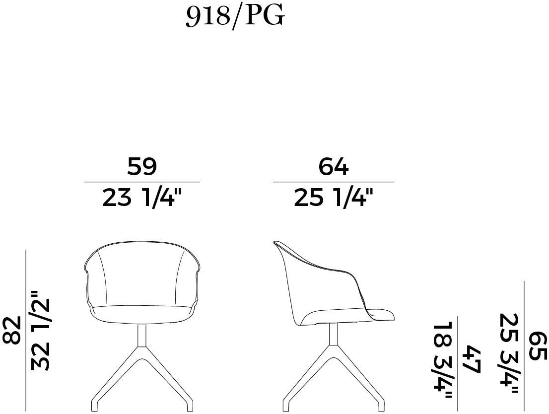 Potocco Поворотное кожаное кресло с подлокотниками Lyz 918 pg - Вид №3