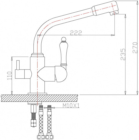 Смеситель ZorG Sanitary ZR 319 YF-33 BR для кухонной мойки, бронза - Вид №1
