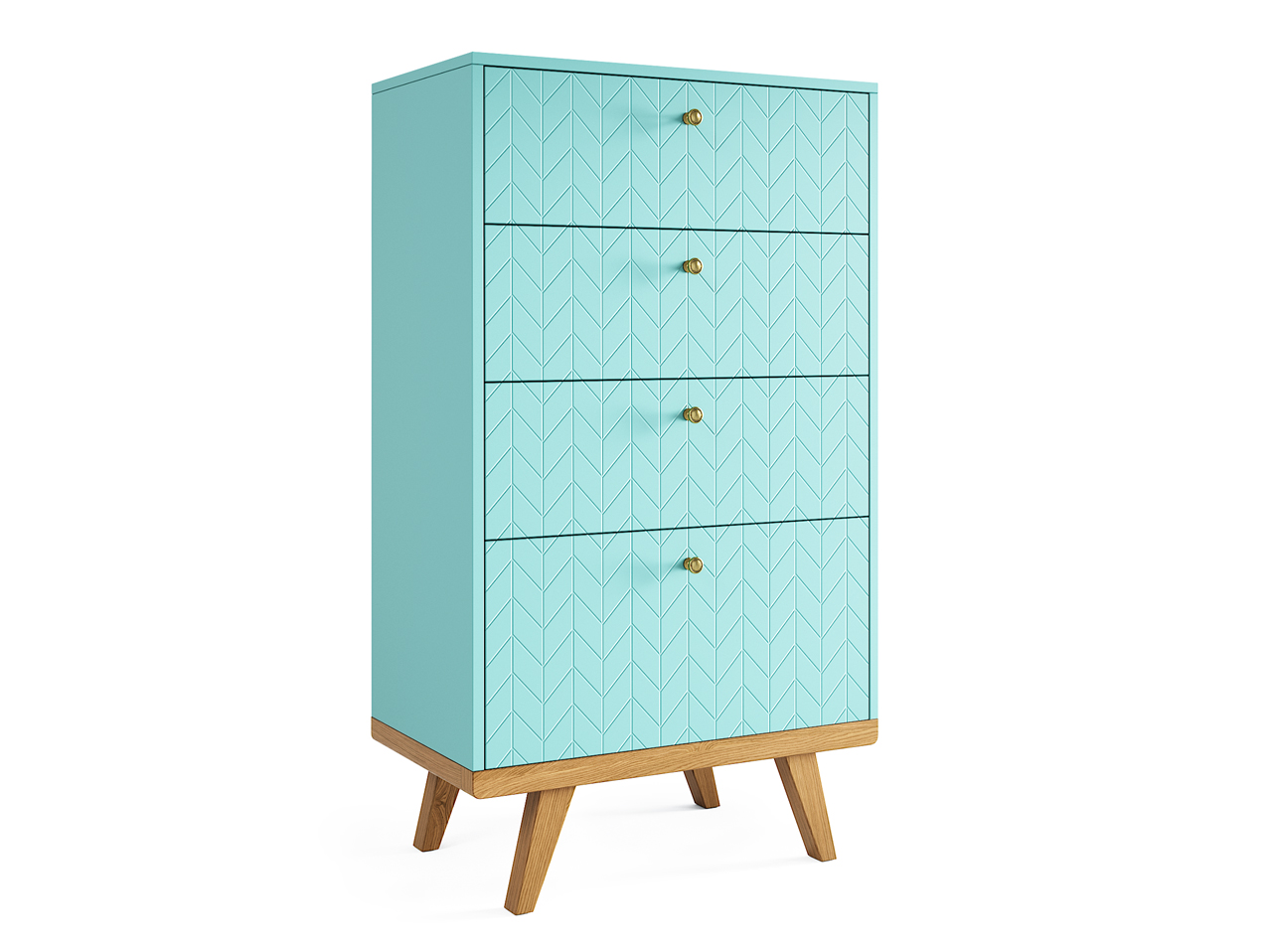 Комод высокий мятный "Гравировка 1" Thimon v2 THE IDEA ДИЗАЙНЕРСКИЕ, КОМОДЫ THIMON 210003 Голубой  - Вид №1