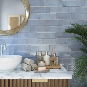 Плитка настенная Керамин Эльба 2 30x9.3 см 0.47 м² глянцевая цвет голубой