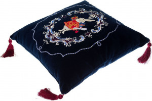 10659183 Торжокские золотошвеи Подушка диванная "В стране чудес" бархат Рис. 2582 синий Бархат