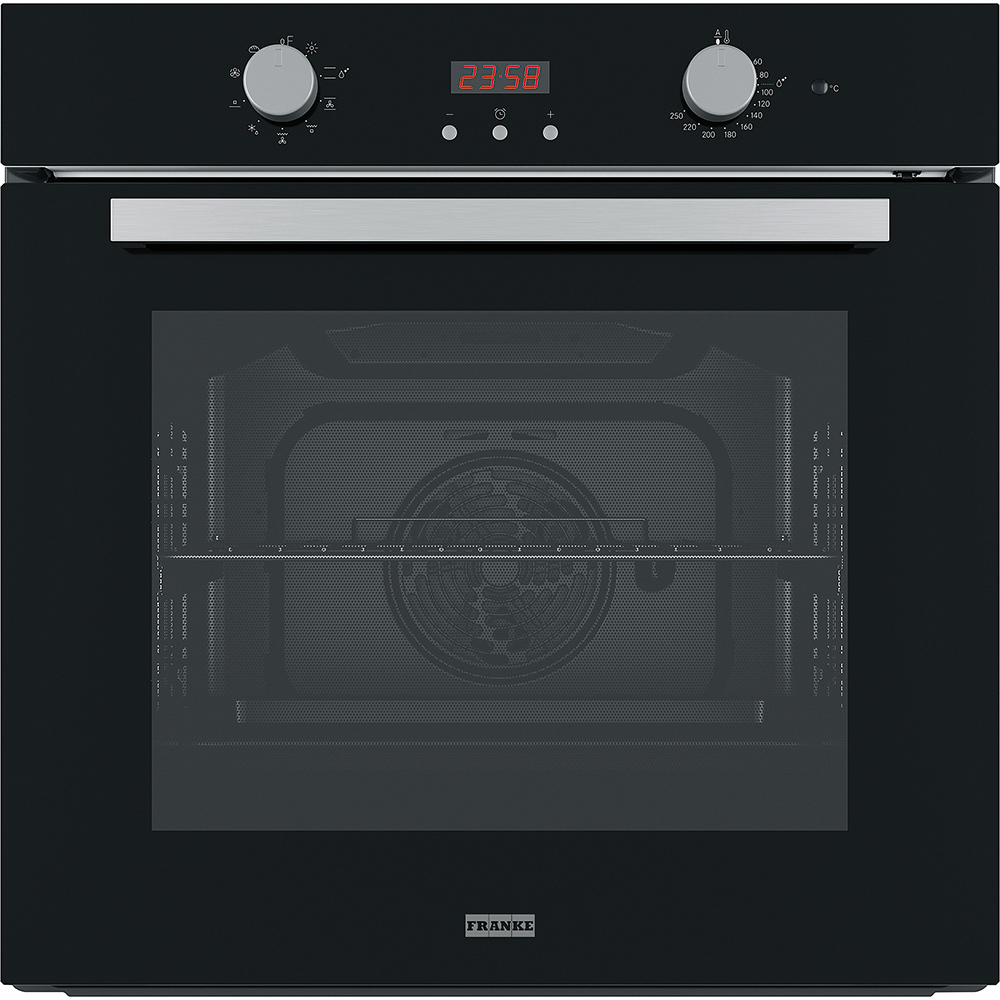 116.0609.447 Better, электрический духовой шкаф, 60 см, серия smart linear, 71л, дисплей, эмаль легкой очистки, черный Franke 