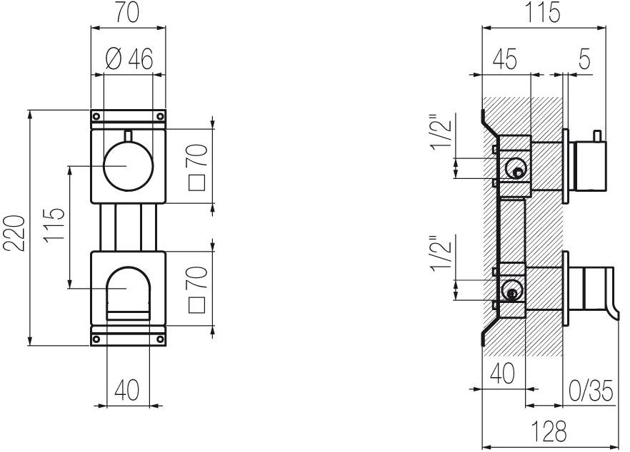 Radomonte Смеситель для душа из нержавеющей стали с переключателем Okami Okm5 - Вид №2