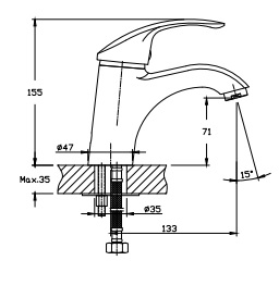 HB1021-5 Смеситель для раковины , сатин Haiba  - Вид №2