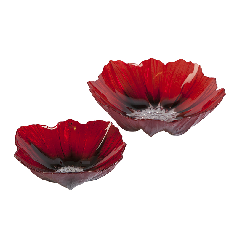 5610 Набор две хрустальные чаши «Мак», 250 мм. и 190 мм. Maleras 