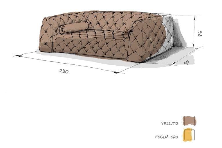 Бархатный диван capitonné Roman & Co BELLEROSE ARCH-00028897 - Вид №3