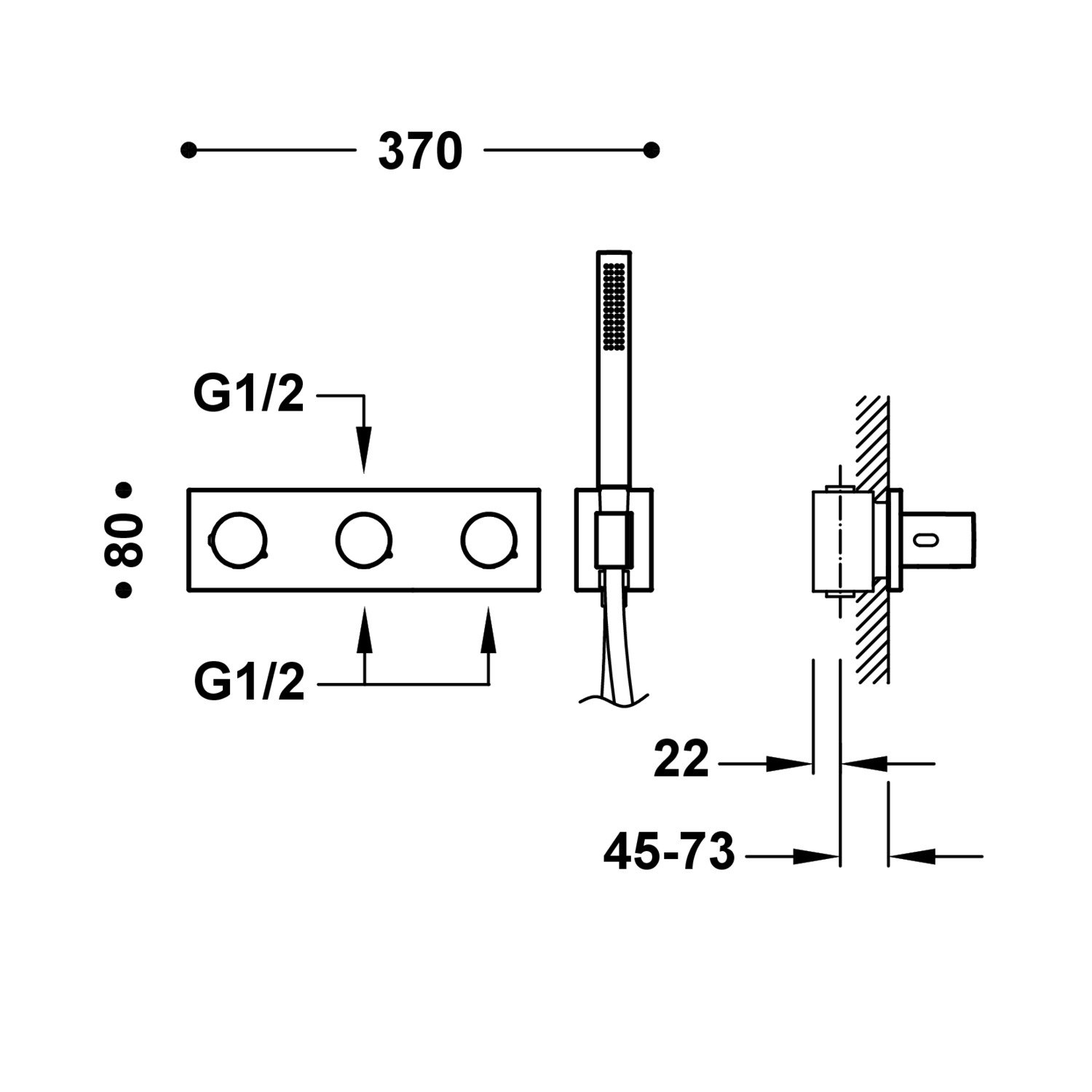 B-SYSTEM 3-ходовой встраиваемый термостатический смеситель B-system-30735301OPM TRES Thermostatic - Вид №1