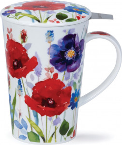 10643504 Dunoon Кружка с ситечком и крышкой Dunoon "Шетлэнд.Дикий сад" 440мл Фарфор костяной