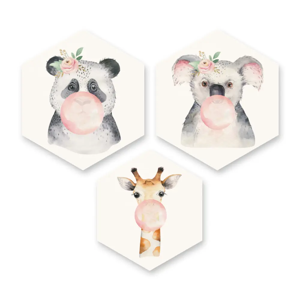 Картина на МДФ Бабл Гам 45x52 см 3 шт POSTERMARKET STLM-2008159