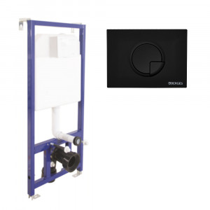 040225 Инсталляция BERGES для скрытого монтажа унитаза NOVUM кнопка R5 Soft Touch черная  Berges NOVUM S2