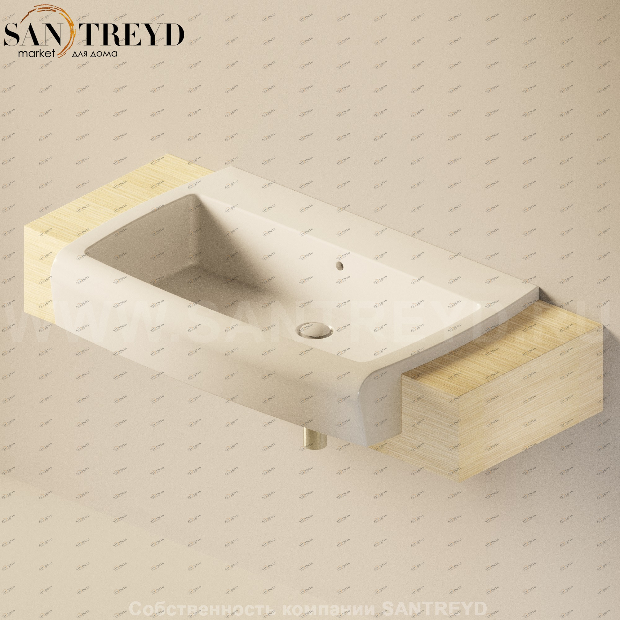 Flaminia UNA Консоль для раковины от 120 до 200 см светлый дуб UNA90M1.WL Ceramica Flaminia UNA90M1WL