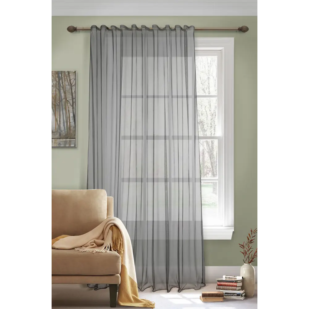 Тюль на ленте Baccarat 250x280 см цвет серый MIAMOZA STLM-2103255 - Вид №3