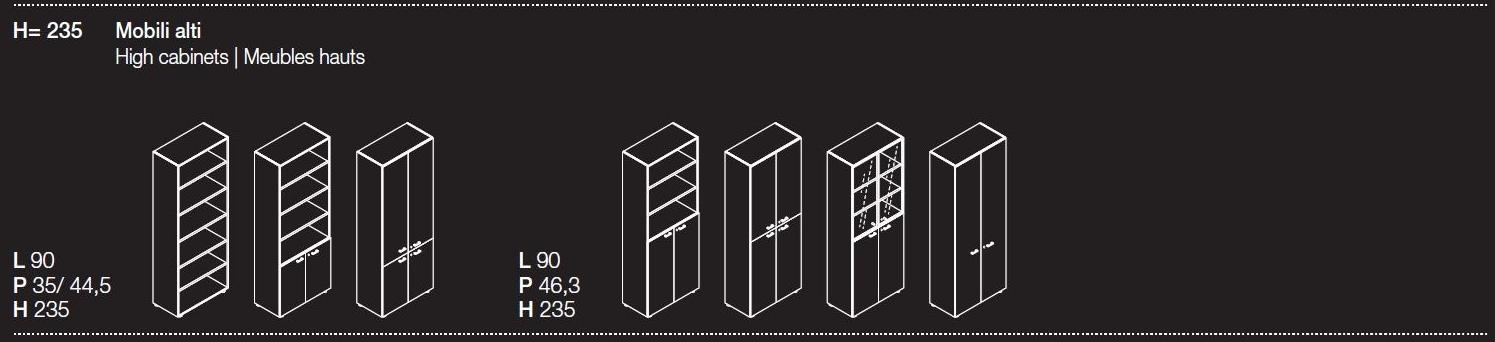 Las Mobili Высокий офисный блок из дерева и стекла с распашными дверями Contenitori universali evo sun-id-1443690 - Вид №5