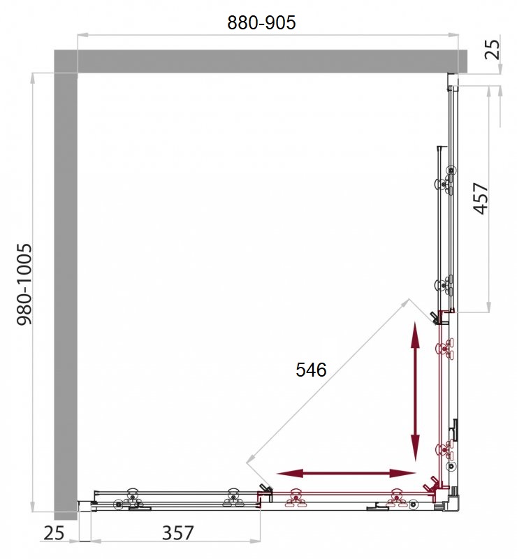 Душевой уголок BelBagno SELA-AH-2-100/90-Ch-Cr  - Вид №2