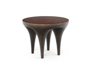 Круглый журнальный столик из дерева и стекловолокна