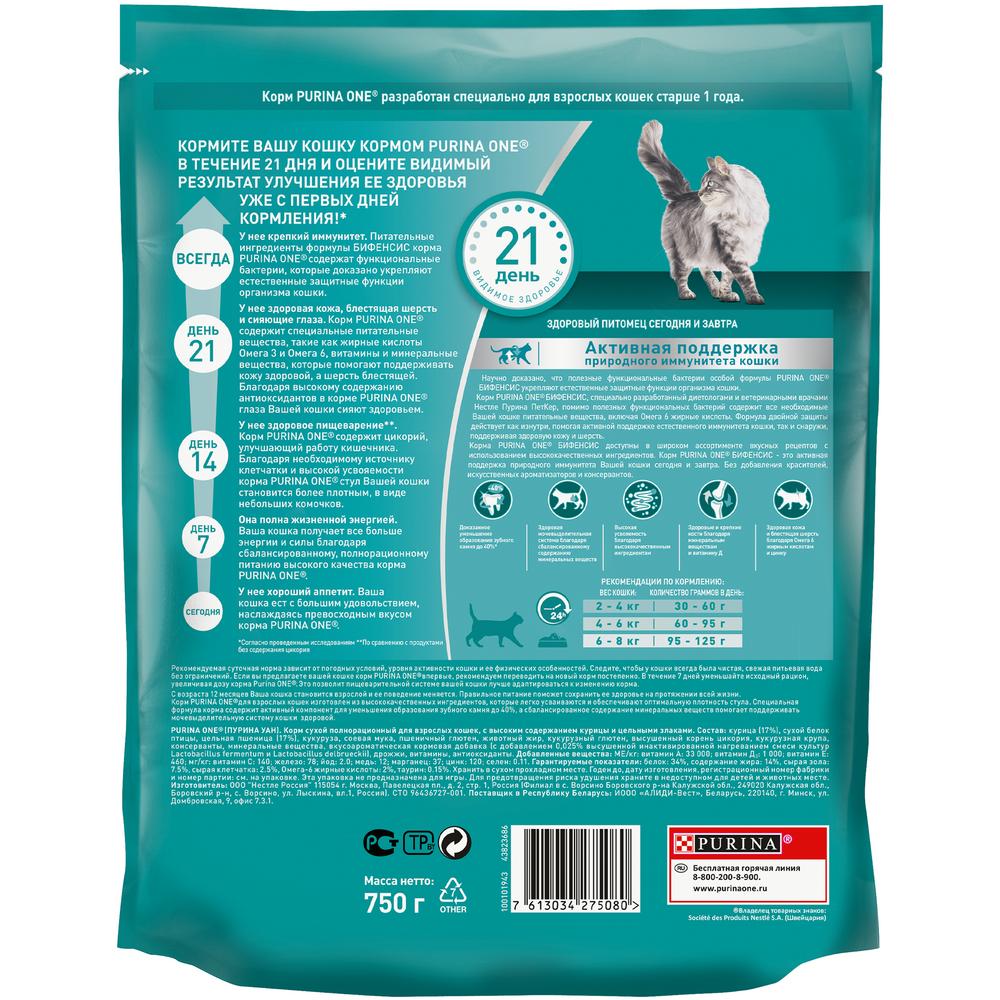 ПР0059657 Корм для кошек Курица, цельные злаки сух. 750г ONE  - Вид №6