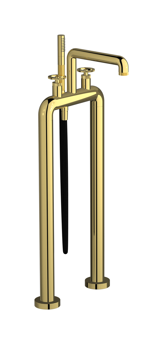 Напольный смеситель для ванны с 2 колоннами и душевым гарнитуром. WE ARE IB b1700oo Gold Bold