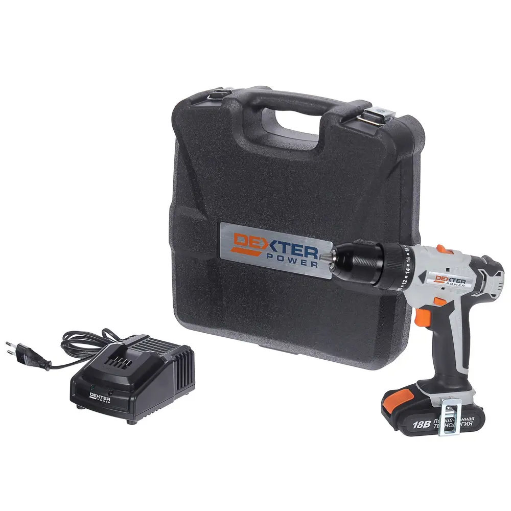 Дрель-шуруповерт аккумуляторная ударная Dexter Power CDI219LD.1, 18 В Li-ion 2 Ач STLM-2194729 - Вид №4
