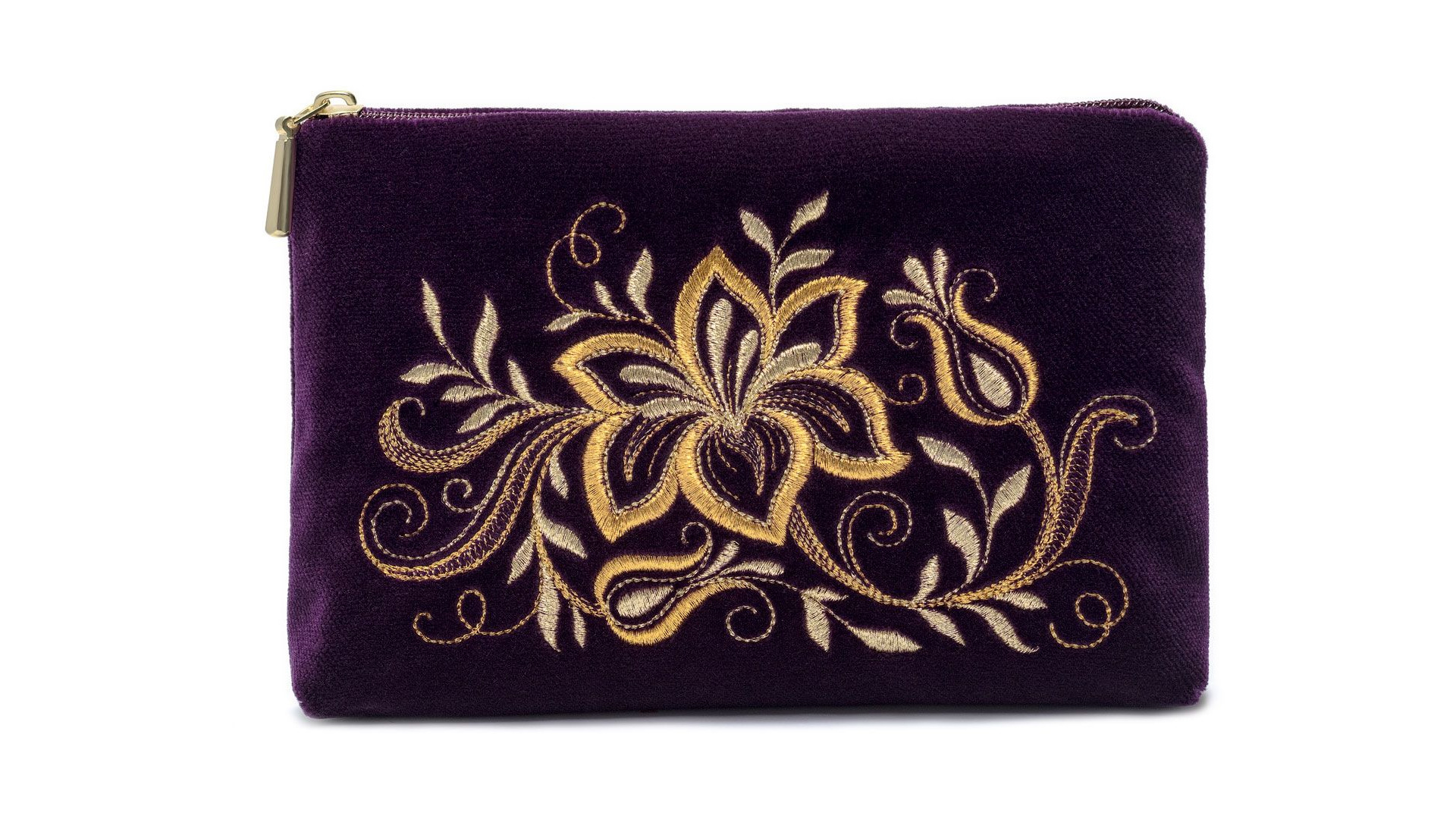 10660374 Торжокские золотошвеи Косметичка "Нежность" бархат Разм. 13*18,5*3,5 Мод. 425-1 Рис. 1879 Бархат  - Вид №1