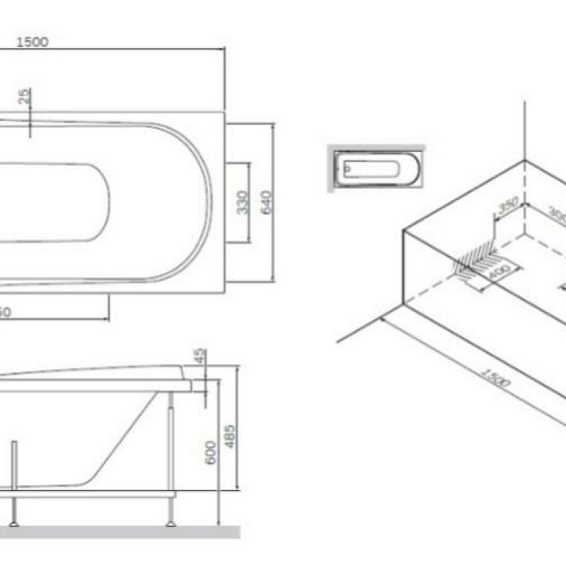 W80A-150-070W-P панель фронтальная для ванны A0 150х70 см шт AM.PM Like - Вид №1