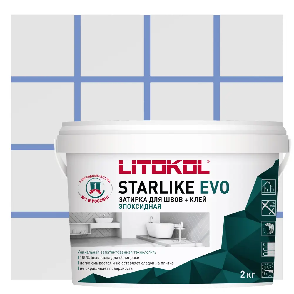 Litokol Starlike Evo - эпоксидная затирка и клей для плитки небесно-синий 82860201 STLM-0037257