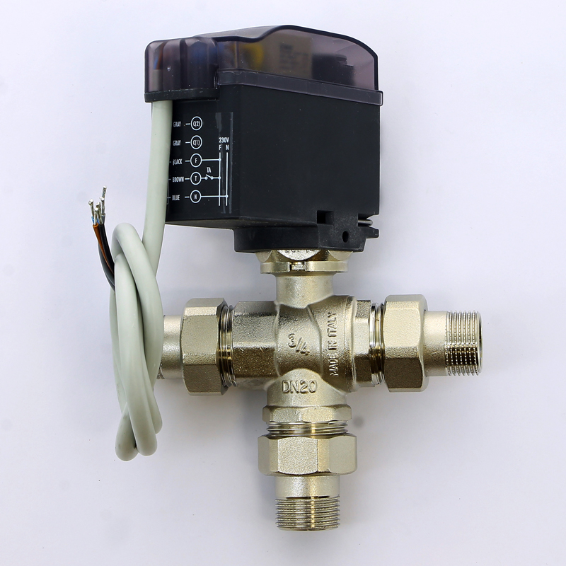 Кран шаровой с разъемными соединениями НН трехходовой MODULO COMPACT с сервоприводом EMMETI 3/4" 01425808