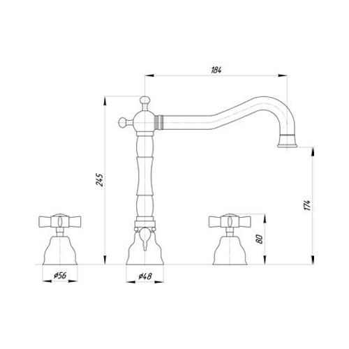 Смеситель MIGLIORE Princeton ML.PRN-812.CR для раковины - хром, на 3 отверстия  - Вид №4