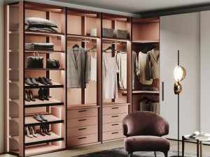 Алюминиевый и деревянный секционный шкаф с индивидуальным ящиком