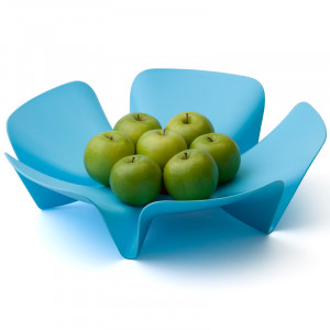 QL10041-BU Ваза для фруктов flower голубая Qualy