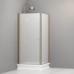 9146S3 Душевая кабина DX с распашной дверью и фиксированной боковой частью для душевого поддона квадрат 90x90, цвет Бронзовый Kerasan RETRO Италия