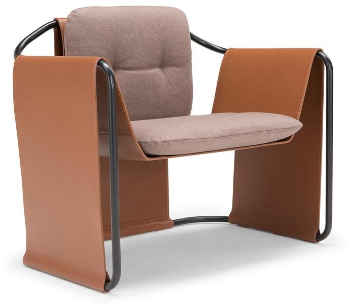 AMURA Кресло из кожи и ткани с подлокотниками sun-id-1513902 - Вид №1